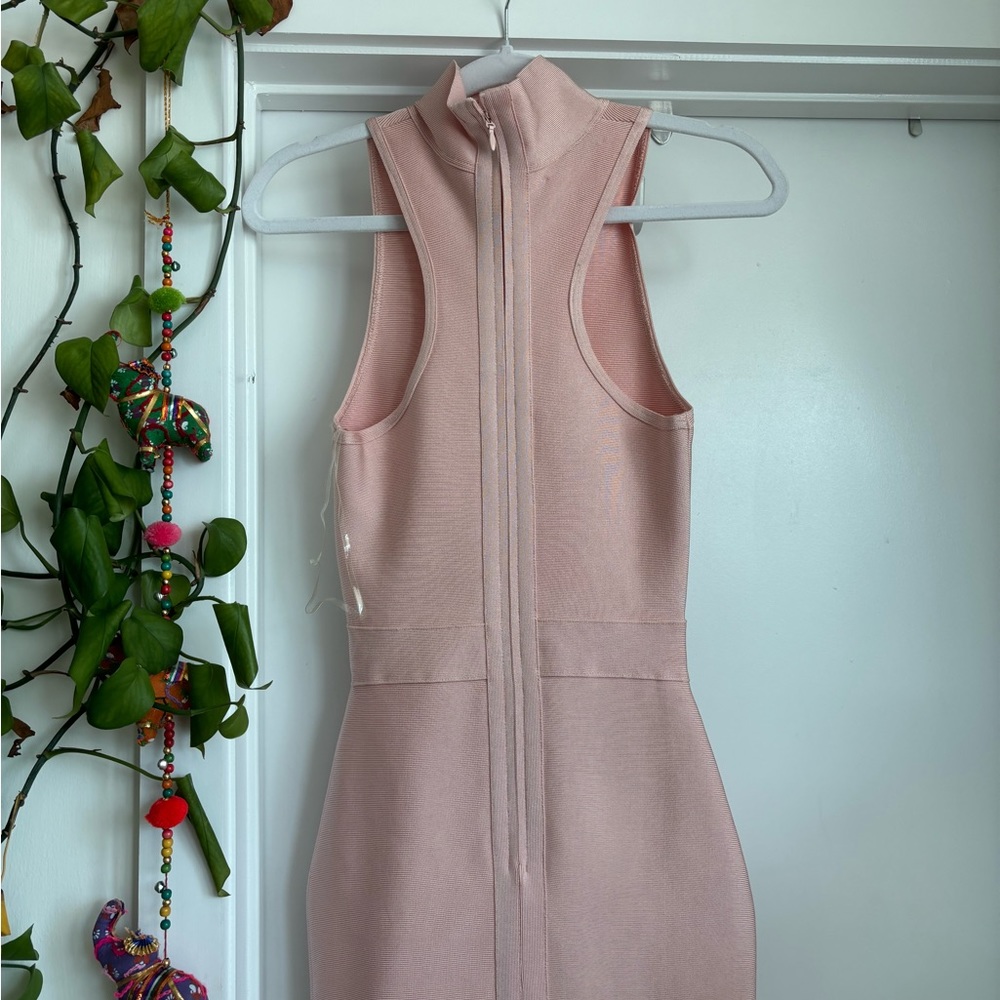 House of CB REI Mock Neck Bodycon Midi Maxi Bandage Dress in Blush, XS - Picture 4 of 6